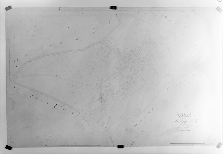 Extrait du plan cadastral de 1828, section B. Ech. 1 : 4500.