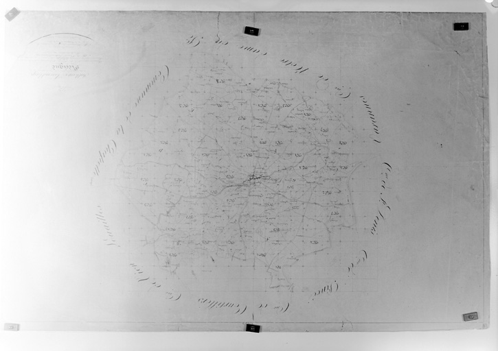 Extrait du plan cadastral de 1828, tableau d'assemblage, partie ouest.