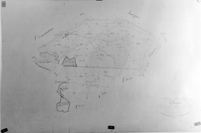 Extrait du plan cadastral de 1828, tableau d'assemblage.