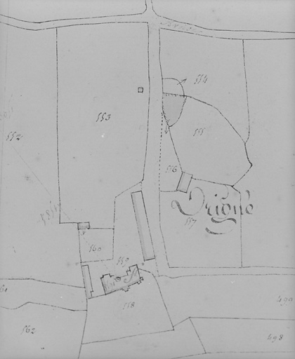 Extrait du plan cadastral de1828, section A3, n° 557, 559 et 560, éch. 1:1000.