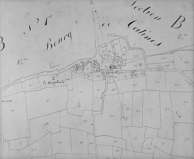 Extrait du plan cadastral de 1828, section B3. Ech. 1:2500.