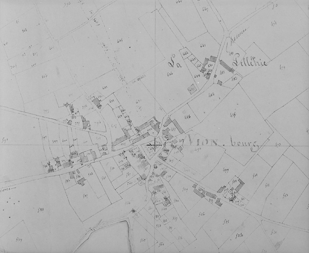 Extrait du plan cadastral de 1828, saction A3. Ech. 1:2000.