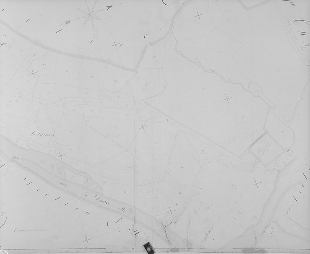 Extrait du plan cadastral de 1828, section C3, n° 505, 506, 527 à 529. Ech. 1:3000.