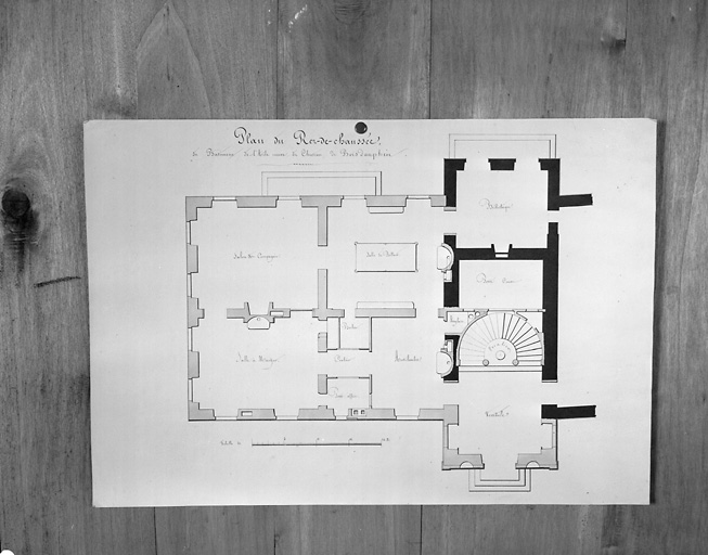 Projet de restauration de l'aile neuve, plan du rez-de-chaussée.