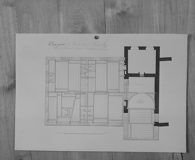 Projet de restauration de l'aile neuve, charpente du plancher haut du premier étage.