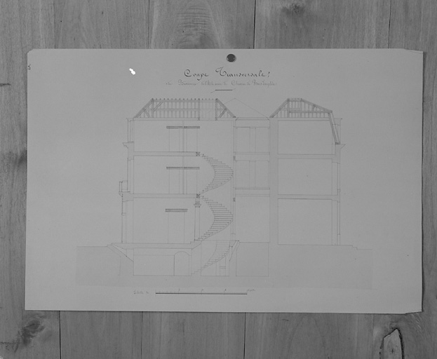 Projet de restauration de l'aile neuve, coupe transversale 2.