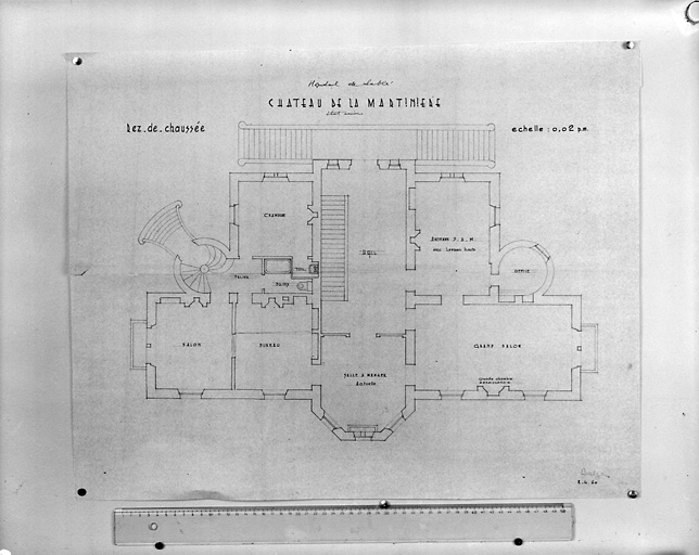 'château de la Martinière état ancien', plan du rez-de-chaussée.