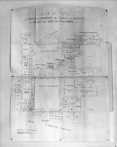 'Hôpital de Sablé-sur-Sarthe, plan du rez-de-chaussée'.