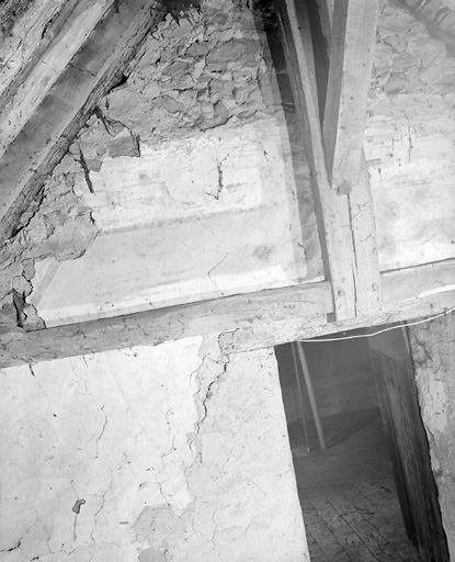 Côté dextre, partie supérieure, décor géométrique et blason.