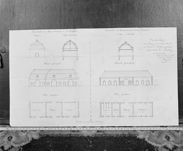 'Construction d'une grange avec écuries et bûcher au Château de Dobert'.