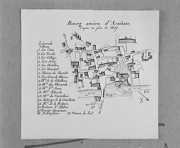 'Bourg ancien d'Asnières, d'après un plan de 1827'.