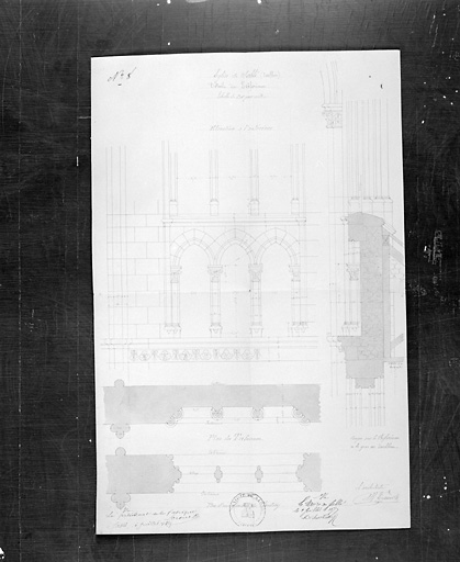 Premier projet : 'détail du triforium' (élévations et coupes).