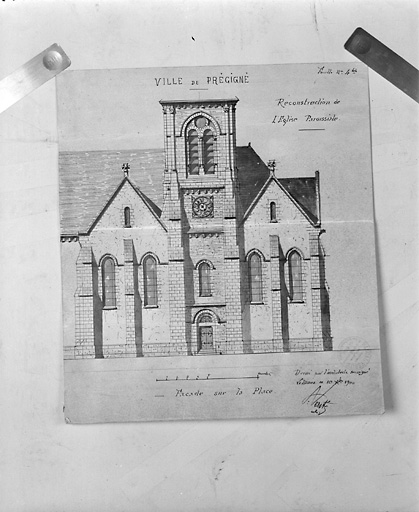 Projet (non réalisé) de sacristie : élévation sud du transept et du choeur.