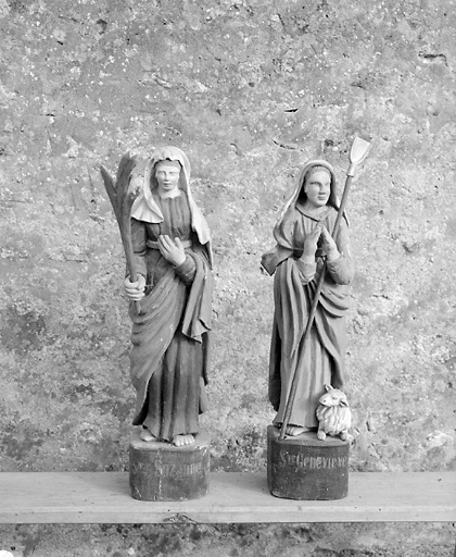 3 statuettes : sainte Geneviève, sainte Suzanne, sainte