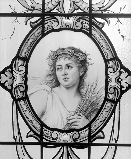 Ensemble de 6 verrières : Les quatre Saisons, Soldats