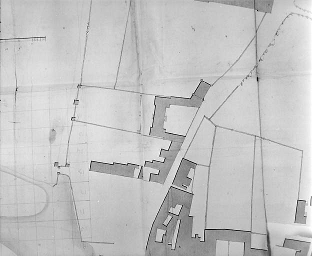 Plan de sablé (détail) : partie ouest du cimetière et chapelle.