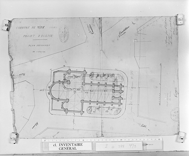 'Projet d'église' : plan de l'ancienne et la nouvelle église.