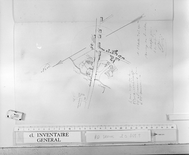 Projet de reconstruction d'une nouvelle église : plan du village.