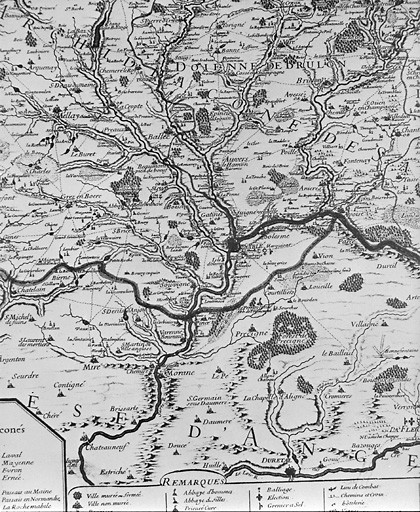 carte du Maine (détail) : archidiaconé de Sablé.
