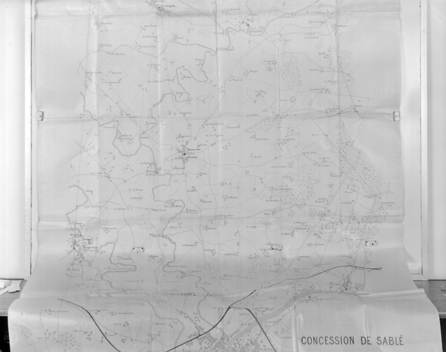 Extrait de la carte de situation des puits de mine de charbon de la Concession de Sablé : Auvers-le-Hamon.