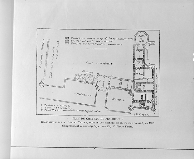 'Plan du château de Pêcheseul', d'après Pascal Vérité.