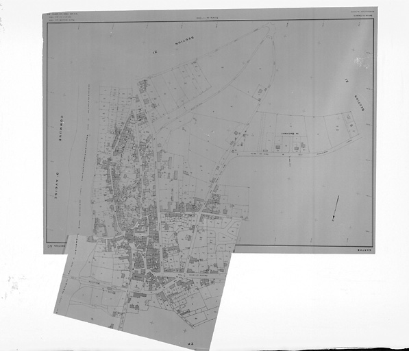 Village, extrait du plan cadastral de 1984, sections AB et AC. Ech. 1/4000.