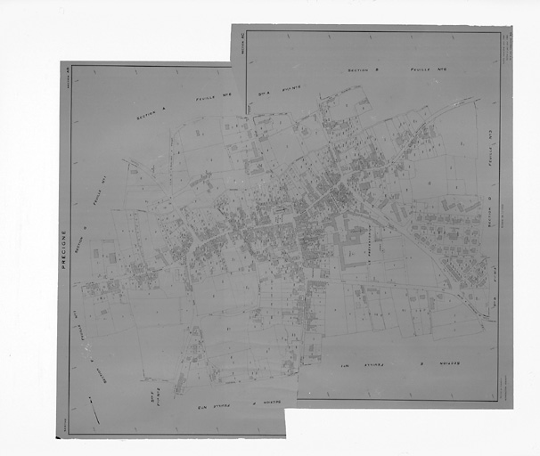 Village, extrait du plan cadastral de 1984, sections AB et AC, éch. 1 : 8000.