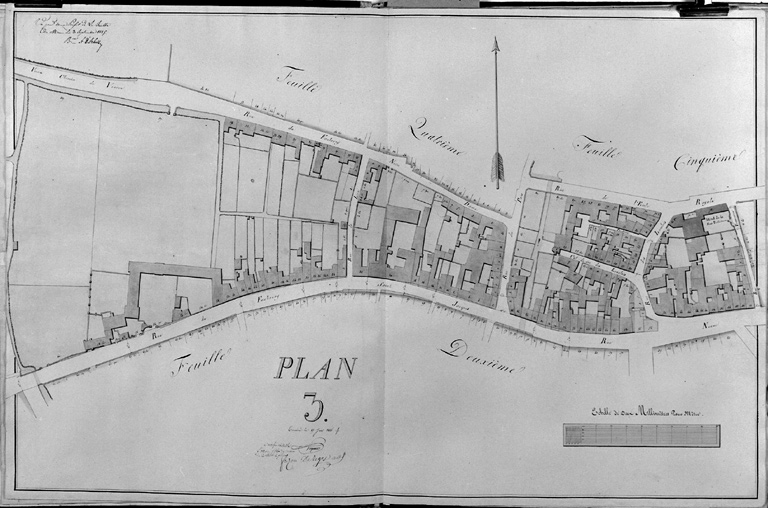 'Plan-voyer de la ville de La Flèche, plan 3', partie nord du quartier de la rue Saint-Jacques.