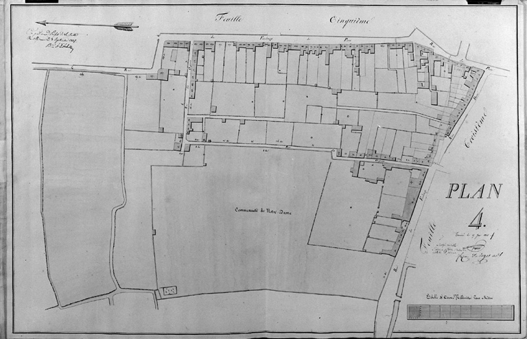 'Plan-voyer de la ville de La Flèche, plan 4', le quartier des Ongrais.