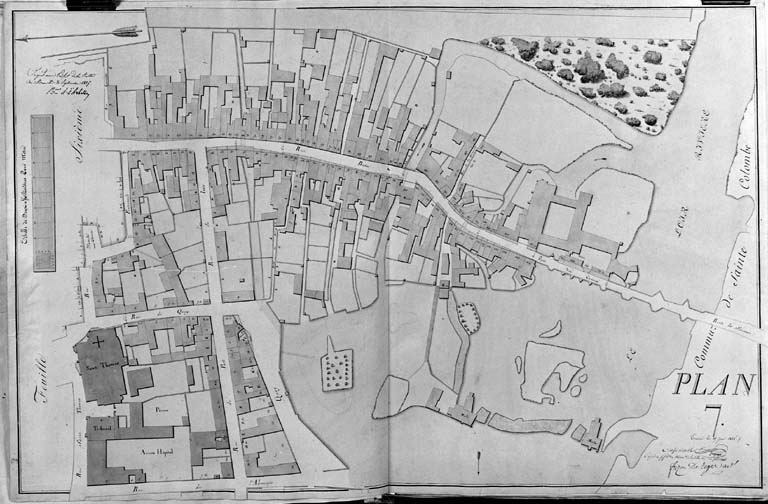 'Plan-voyer de la ville de La Flèche, plan 7', sud de la ville intra-muros.