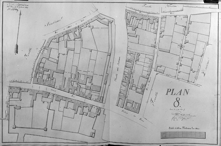 'Plan-voyer de la ville de La Flèche, plan 8', partie sud-est de la ville.