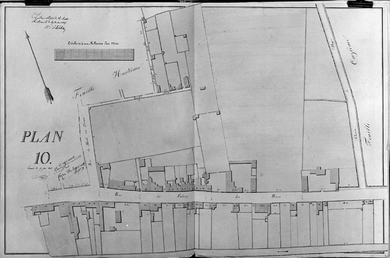 'Plan-voyer de la ville de La Flèche, plan 10', quartier de l'actuelle rue de La Tour-d'Auvergne.