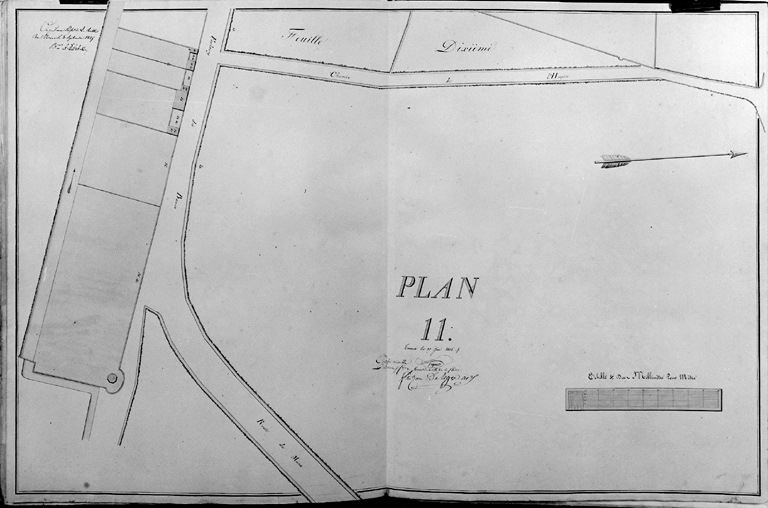 'Plan-voyer de la ville de La Flèche, plan 11', extrémité orientale de l'actuelle rue de La Tour-d'Auvergne.