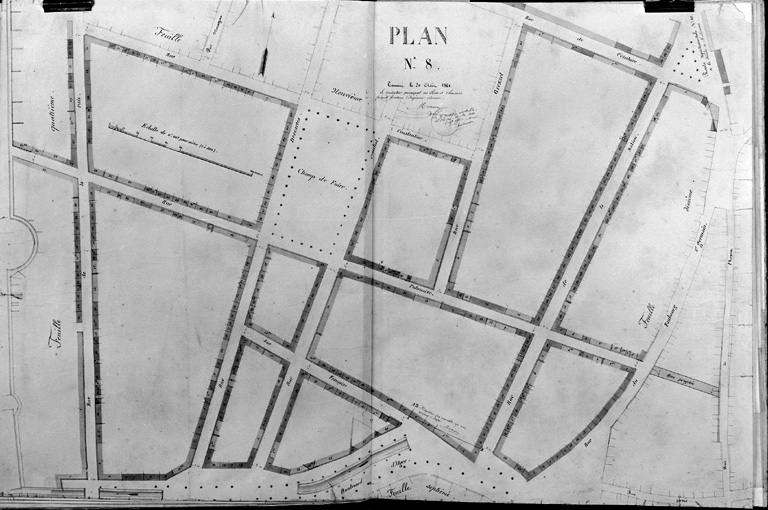 'Plan général des alignements de La Flèche', plan 8, partie sud du lotissement du parc des Dames.