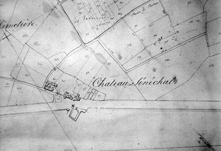 Extrait du plan cadastral de 1825, section A2, n° 863 à 871.