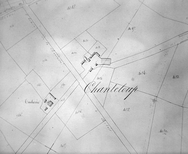 Chanteloup, extrait du plan cadastral de 1824, section B 4, n° 1022-1023