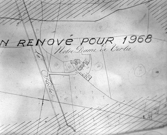 Extrait du plan cadastral de 1823, section D1, n° 155-156, éch. 1:2000e.