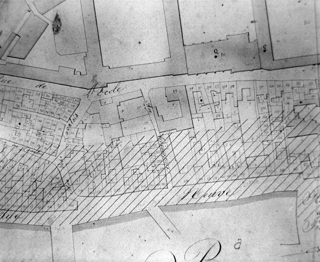 Le quartier de la rue des Lavallois, partie est, extrait du plan cadastral de 1823, section A