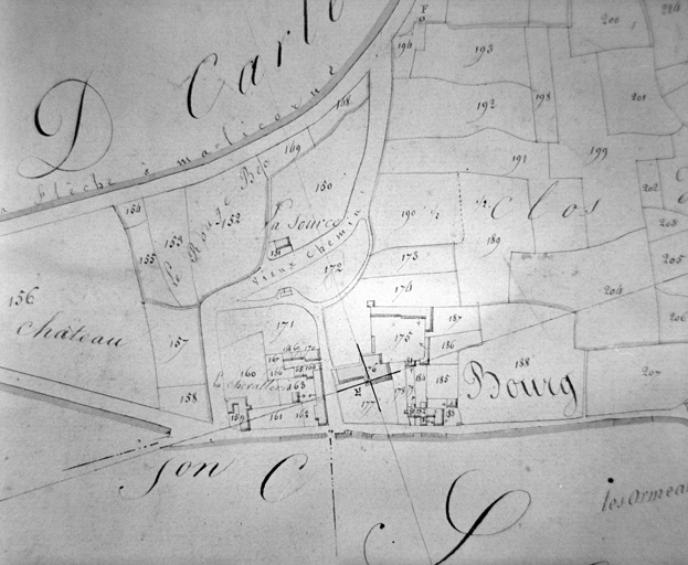 Extrait du plan cadastral de 1824, section A 2, (Saint-Germain-du-Val), éch. 1:2500.