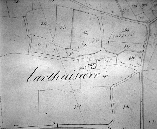 Extrait du plan cadastral de 1824 (Saint-Germain-du-Val), section A2, n° 344-345