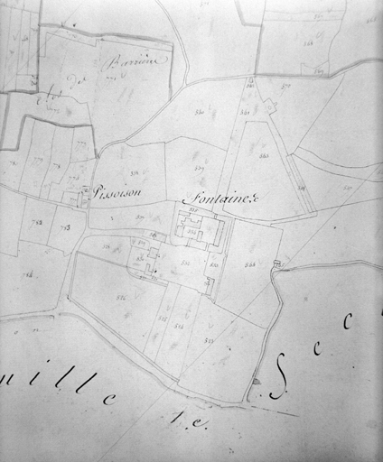 Extrait du plan cadastral de 1824, section A 3, n° 527-545