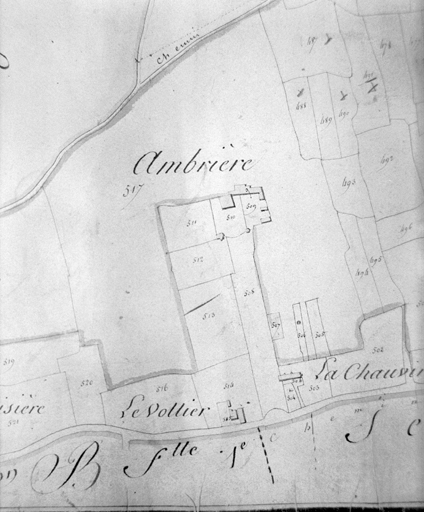 Extrait du plan cadastral de 1824, section A 2, n° 508-510