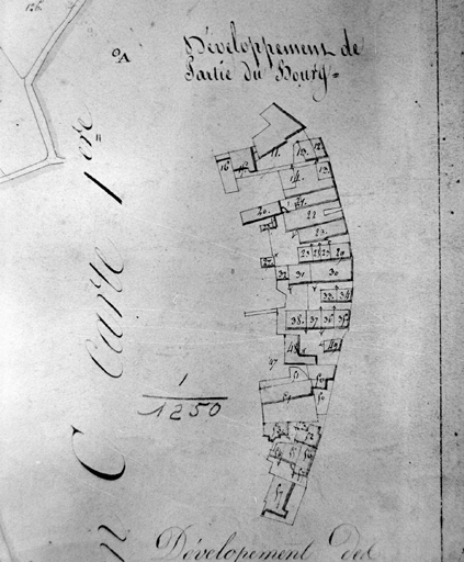 Extrait du plan cadastral de 1825, section D1, détail, le village