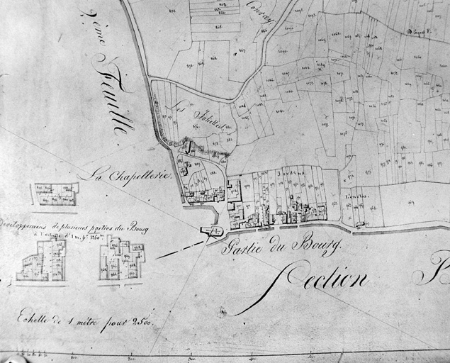 Partie nord-est du village, extrait du plan cadastral de 1824, section A 2.