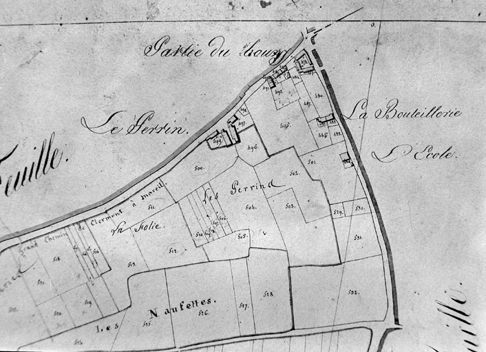 La Bouteillerie, le Perrin, extrait du plan cadastral de 1824, section B1.