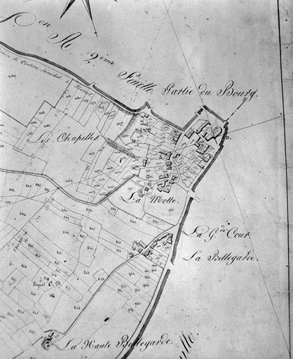 Partie nord-ouest du village, extrait du plan cadastral de 1824, section C 2.