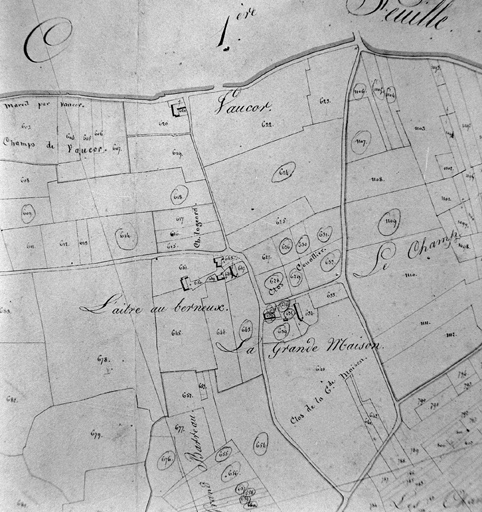 L'Aître-au-Berneux, la Grande-Maison, Vaucor, extrait du plan cadastral de 1824, section C 2.