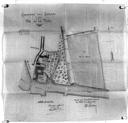 'Château des Carmes sis ville de La Flèche', plan de masse.