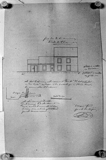 Elévation postérieure de l'hospice-école-salle d'asile.