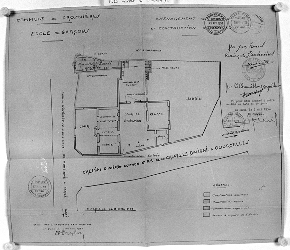 Plan du rez-de-chaussée de l'école.